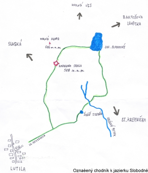 Náučný chodník k&nbsp;jazierku Slobodné - mapa